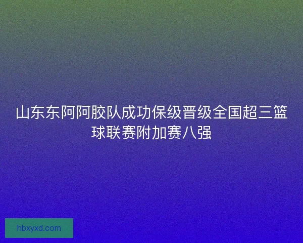 山东东阿阿胶队成功保级晋级全国超三篮球联赛附加赛八强
